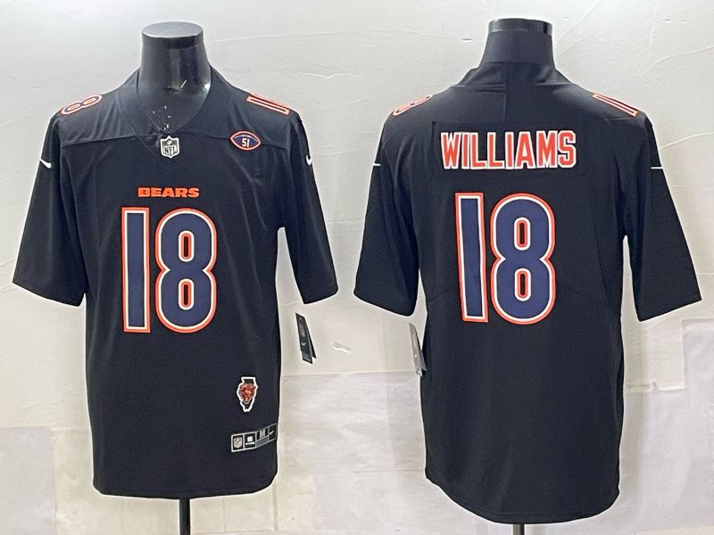 Men 2025 Nike Chicago Bears 18 Williams Black Limited NFL Jersey style 017